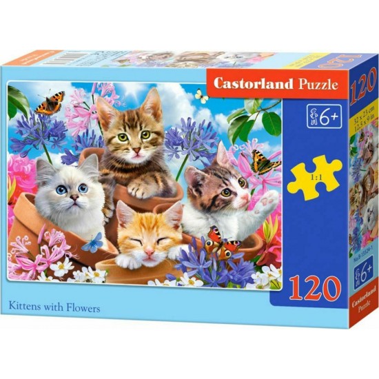 Castorland Kittens with Flowers παζλ 120 κομματια B-13524 ΠΑΙΔΙΚΑ PUZZLES