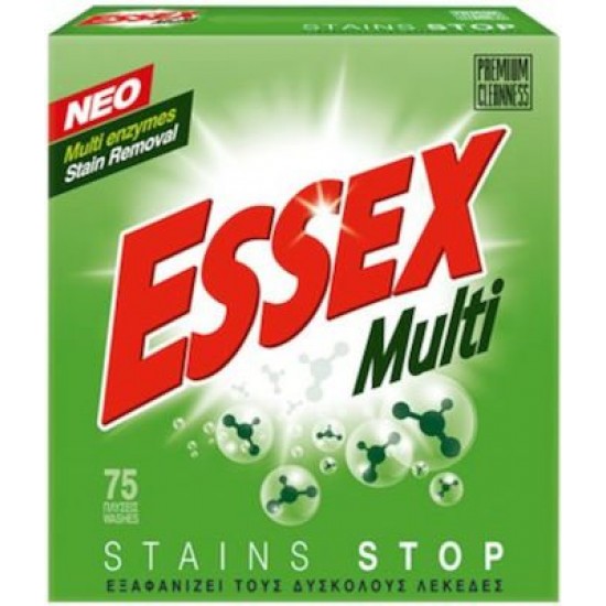 Essex Multi Stains Stop Απορρυπαντικό Ρούχων σε Σκόνη 75 Μεζούρες ΑΠΟΡΡΥΠΑΝΤΙΚΑ ΠΛΥΝΤΗΡΙΟΥ ΡΟΥΧΩΝ