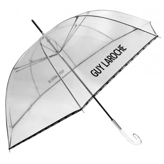 Ομπρέλα βροχής μπαστούνι αυτόματη 58.5 διάφανη με μαύρο ρέλι, GUY LAROCHE ΓΥΝΑΙΚΕΙΕΣ