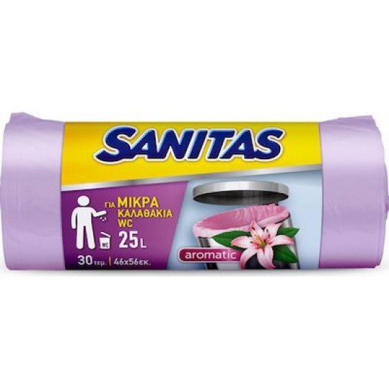 Sanitas Αρωματικές Σακούλες Απορριμάτων Χωρητικότητας 25lt 46x56cm 30τμχ (τυχαία επιλογή χρώματος) ΣΑΚΟΥΛΕΣ ΑΠΟΡΡΙΜΜΑΤΩΝ