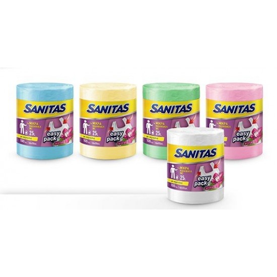 Sanitas Σακούλες Απορριμάτων 25lt με Χερούλια Easy-Pack 46x50cm 100τμχ (Τυχαία επιλογή χρώματος) ΣΑΚΟΥΛΕΣ ΑΠΟΡΡΙΜΜΑΤΩΝ