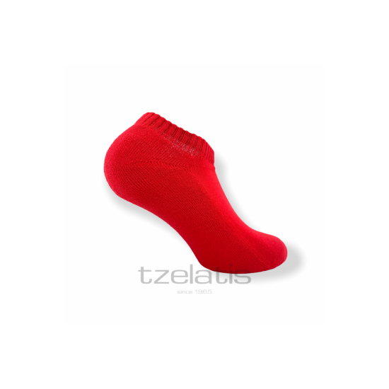 Κάλτσες κοντές με ''πετσετέ" πλέξη στο πέλμα και λεπτή πλέξη στο κουντεπιέ κόκκινες ΚΑΛΤΣΕΣ