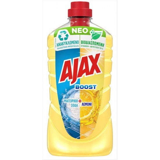 Ajax Boost Καθαριστικό Υγρό Πατώματος Λεμόνι & Μαγειρική Σόδα 1lt ΧΛΩΡΙΝΕΣ - ΚΑΘΑΡΙΣΤΙΚΑ ΠΑΤΩΜΑΤΟΣ - ΧΑΛΙΩΝ