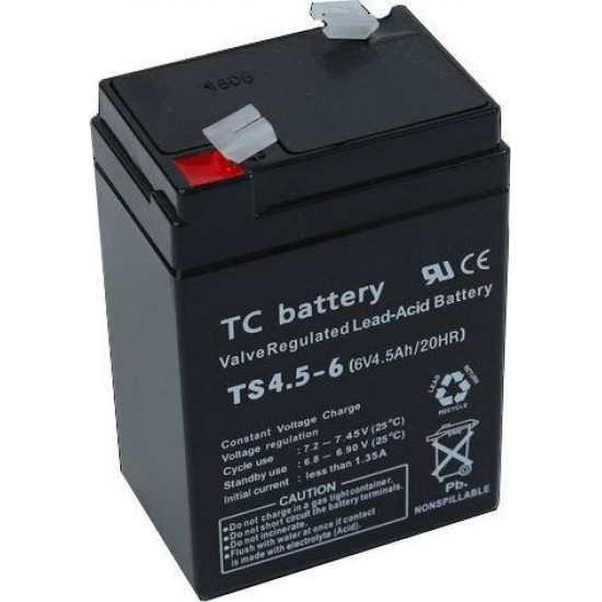 Μπαταρία Μολύβδου TC Battery TS 4.5Ah 6V ΜΠΑΤΑΡΙΕΣ VRLA