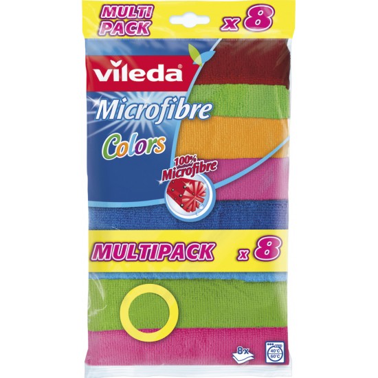 Vileda Colors Πανάκια Καθαρισμού με Μικροΐνες Γενικής Χρήσης Πολύχρωμα 30x30εκ. 8τμχ ΠΑΝΑΚΙΑ ΚΑΘΑΡΙΣΜΟΥ