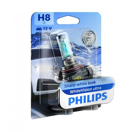 PHILIPS H8 WHITE VISION ULTRA (SHARP WHITE LOOK) 12360WVUB1 ΛΑΜΠΕΣ ΑΥΤ/ΤΟΥ