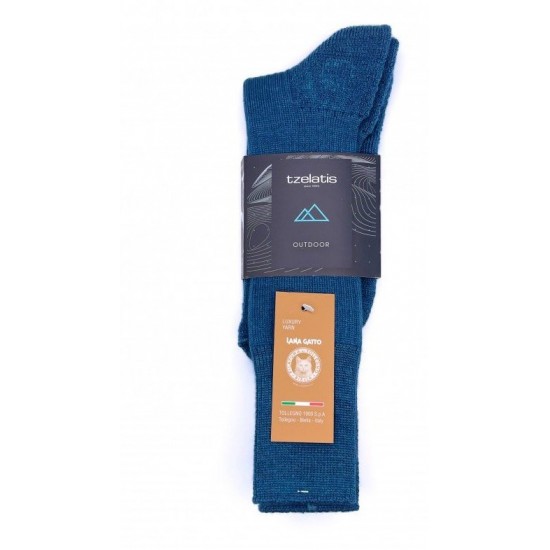 Κάλτσες Outdoor Πολυτελείας (70% extra fine μαλλί merino – 20% μετάξι – 10% κασμίρ) Ελληνικής Κατασκευής Πετρόλ 1099 ΚΑΛΤΣΕΣ