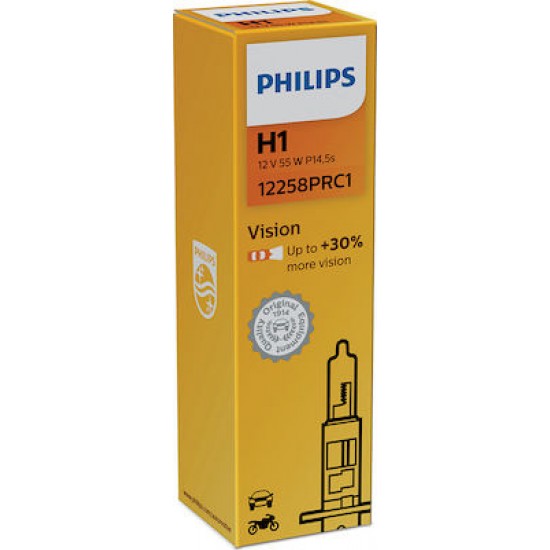 PHILIPS ΛΑΜΠΕΣ 12V H1 Vision +30% PHILIPS