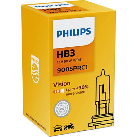 PHILIPS ΛΑΜΠΕΣ 12V HB3 Vision +30% PHILIPS