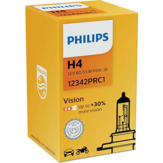 PHILIPS ΛΑΜΠΕΣ 12V H4 Vision +30% PHILIPS