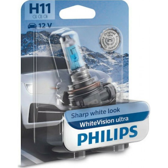 PHILIPS ΛΑΜΠΕΣ 12V H11 White Vision Ultra PHILIPS