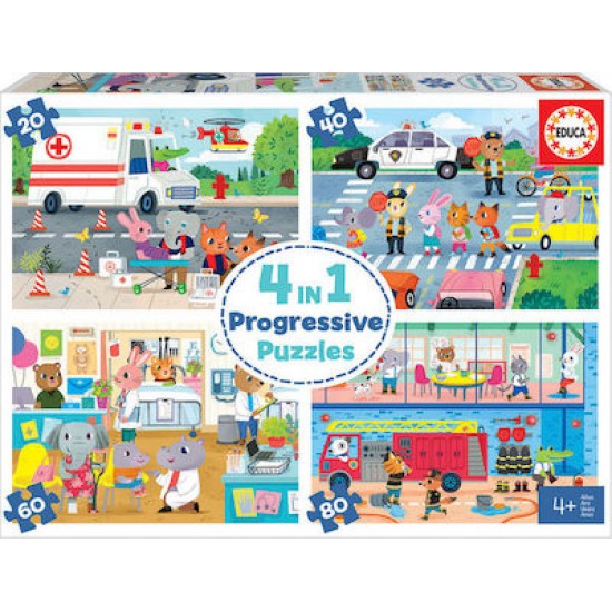 PUZZLE EDUCA 4 IN A BOX HEROES TO THE RESCUE 20-40-60-80 18903 ΠΑΙΧΝΙΔΙΑ